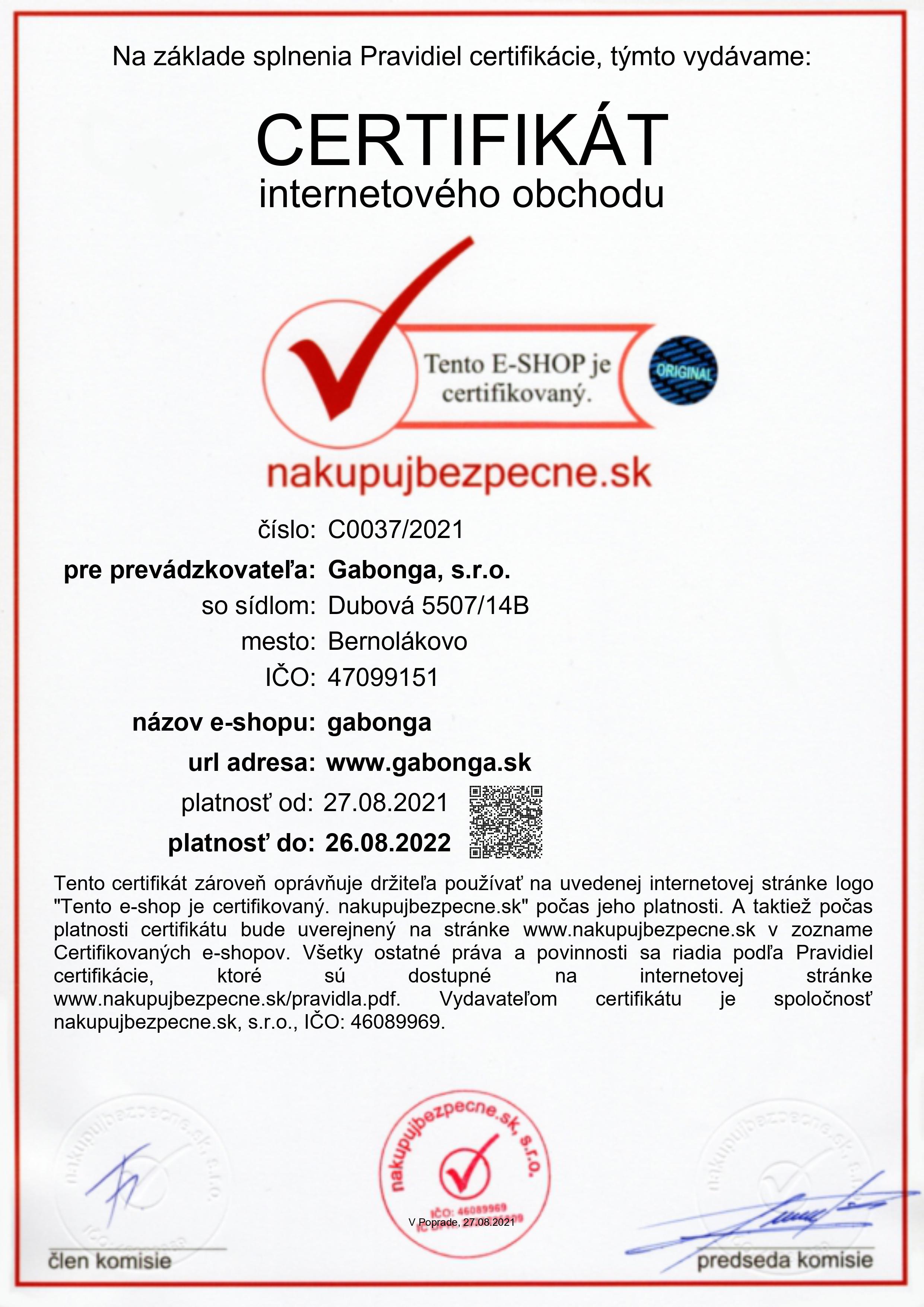 Certifikat nakupujBezpecne 2021-2022